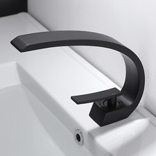 Black Waterfall Lavatory Bathroom Sink Faucet Basin One Hole Vanity Mixer Tap
