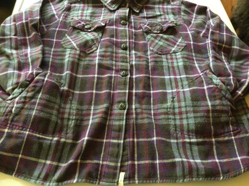 Chaqueta camisa a cuadros azul púrpura Woolrich para mujer talla L - Imagen 5 de 8