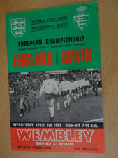 football programme ENGLAND VS SPAIN HENRI DELAUNAY CUP 3 APRIL 1968 EUROPEAN