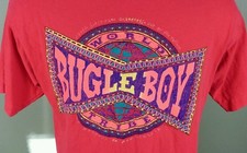 Vintage 80's 90's Bugle Boy World Tribe 1990 Neon Surf Skate T Shirt L USA