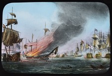 ROYAL NAVY SEA BATTLES 1805 BATTLE OF TRAFALGAR NO2 Magic Lantern Slide C1890