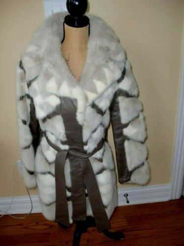 VTG~STEWARD'S~WOMEN'S~MINK FUR~LEATHER TRIM~BELTED~POCKETS~COAT JACKET SIZE S