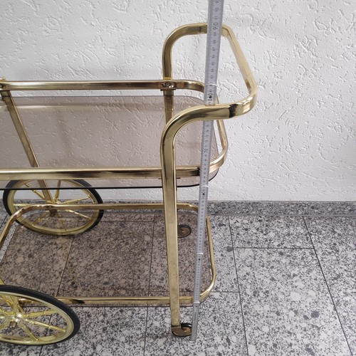 Servierwagen Mid Century Teewagen Vintage Goldfarben Barwagen Rauchglas Retro - Bild 17 von 18