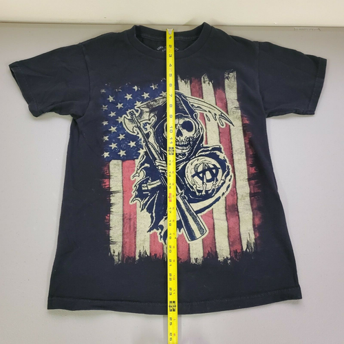 Sons of Anarchy Road Gear T Shirt Skull Reaper American Flag Graphic Black sz S - Picture 5 of 5