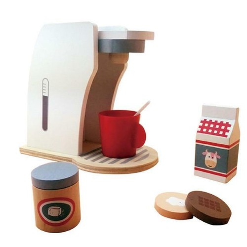 Kidikitchen Juego de 4 Piezas Tostadora, Batidora, Cafetera, Gofrera Madera Comida - Imagen 9 de 12
