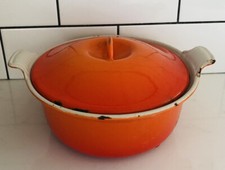 LE CREUSET VOLCANIC ORANGE CASSEROLE PAN OVEN DISH CAST IRON FRENCH 19 CM AR53