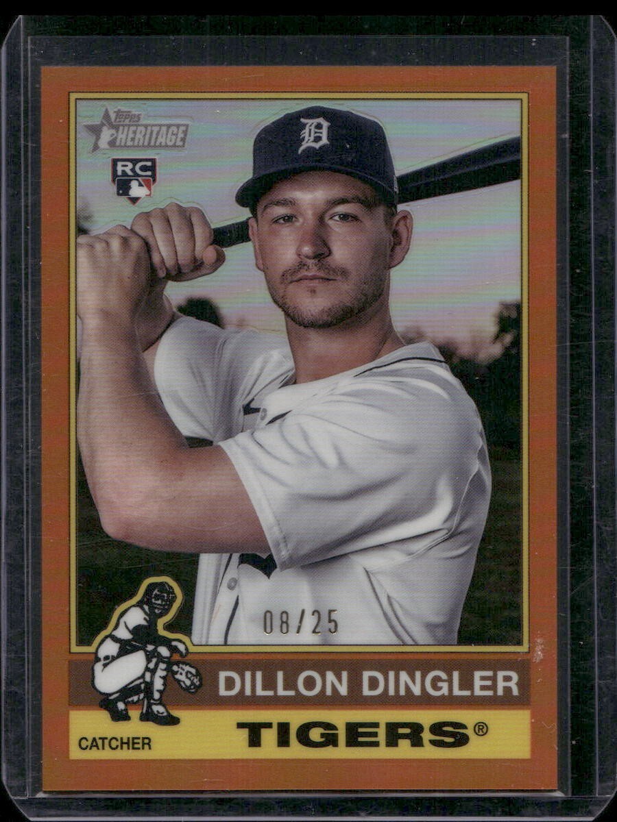 2025 Topps Heritage Dillon Dingler RC Orange Chrome Refractor 8/25 #130 Tigers