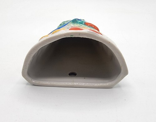 Vintage Japan Colorful Bird Hanging Wall Pocket Vase Ceramic Flowers 6" Planter - Picture 6 of 7