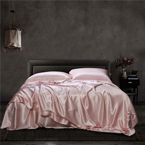 Pure Silk Duvet Cover Flat Sheet Pillowcases Luxury Real Silk Bedding set 4 pcs  - Picture 17 of 17