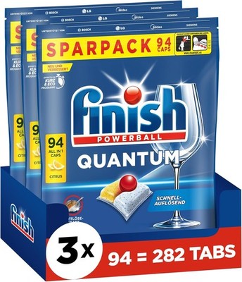 3x Spülmaschinentabs Geschirrspültabs Finish Quantum Citrus Sparpack 282 Tabs