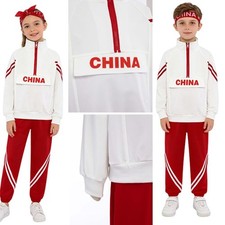 Kids Sweatsuit Retro Outfit 3 Pieces Set Hip Hop Costume Top Sportswear Party