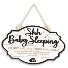 Shhh Baby Sleeping Sign for Front Door - Please Do Not Knock Or Ring Doorbell
