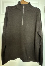 Smartwool Men's Size XL BROWN 100% Merino Wool 1/4 Zip Long Sleeve Sweater