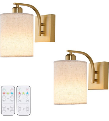 Powfloven Black Rechargeable Battery Operated Wall Sconces Set of 2 with Remote