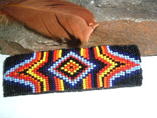 Native American Navajo Ręcznie robiona beczka do włosów z koralików