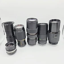 Lot of 6 Assorted Mount Focal Zoom/Telephoto Camera Lenses Bunch Kiron P/R Mc 
