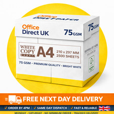 A4 PAPER PRINTER WHITE 5 REAMS OF 500 SHEETS COPIER PHOTOCOPY STATIONARY (2500)