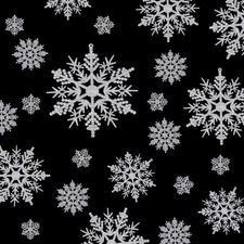 50 Pieces Plastic Snowflake Ornaments Glitter Christmas Snowflakes Hanging Cr...