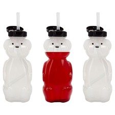 Honey Bear Straw Cups 3-Pack ; 8-Ounce Therapy Sippy Bottles w/Flexible Straws