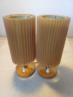 2x Vintage Table Lamps Bakelite Catalin 60s 70s Folding Lampshade Pair