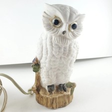 VINTAGE BISQUE LAMP OWL NIGHT LIGHT