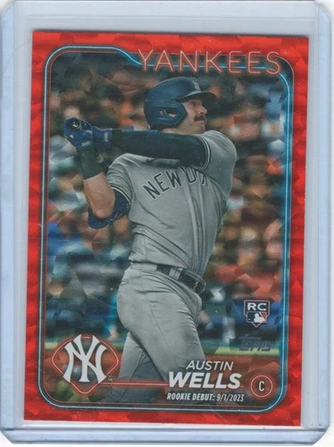 Austin Wells 2024 Topps Update #US325 Orange Crackle Foilboard Yankees #/299