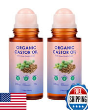 XPDGVS Organic Castor Oil Roll On 2PCS 100 Pure Cold-Pressed Hair Face Skin