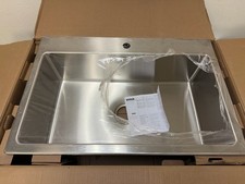 KOHLER Cursiva Stainless Steel 33in Single Bowl Drop-in Kitchen Sink