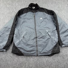 Adidas Puffer Jacket Size Large Gray Black Colorblock Full Zip 90s Vintage Men's