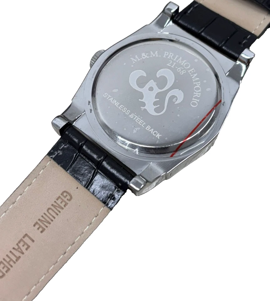 Orologio da uomo  M&M Primo Emporio 21-68 in acciaio e pelle vintage - Immagine 2 di 3