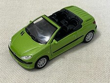 Metallic-Green Peugeot 206 CC Die-Cast Model Car, with Openable Doors, 4½”.