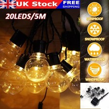 20 LED Retro Solar String Lights Outdoor Garden Festoon Party Globe Bulbs Lights