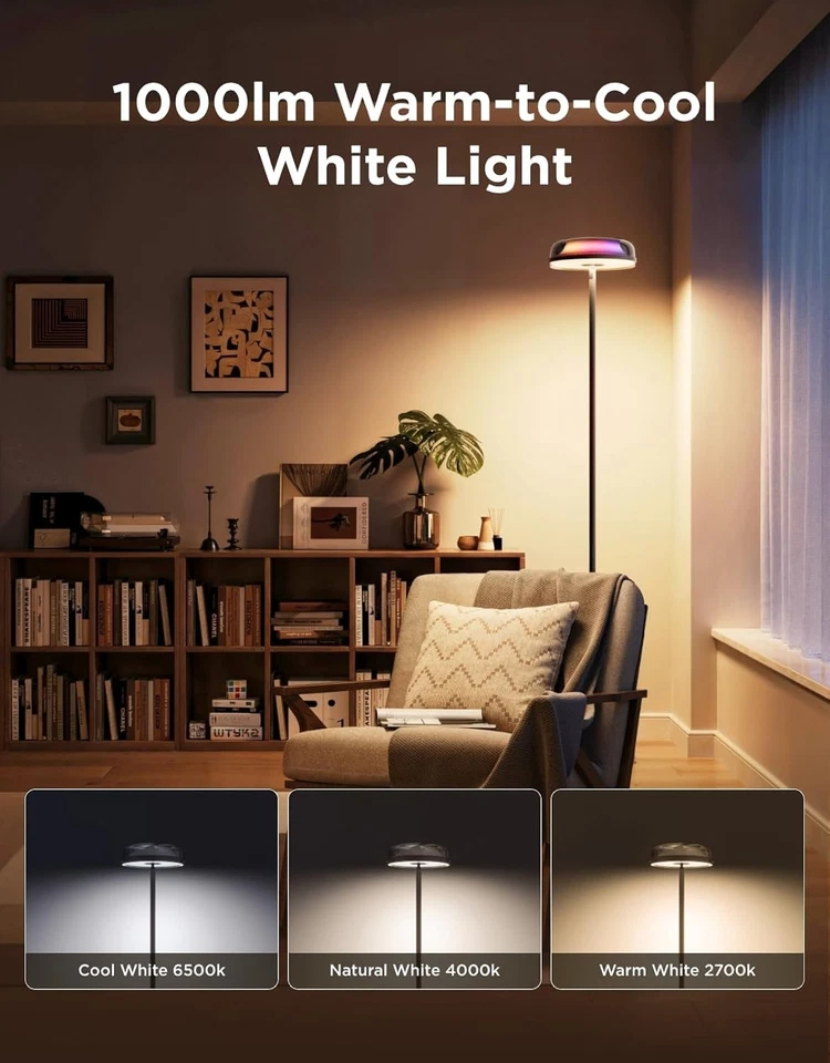 Govee Uplighter Floor Lamp for Living Room, RGBIC Ripple Projector, Floor Lamp - Image 4 of 4