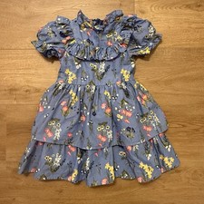 Janie and Jack Girls The Ruffle in Bloom Dress, Blue Floral Pattern, Size 4