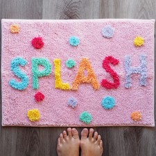 Splash Kids Bath Mat Colorful Rainbow Pink Bathroom Rug NonSlip Washable
