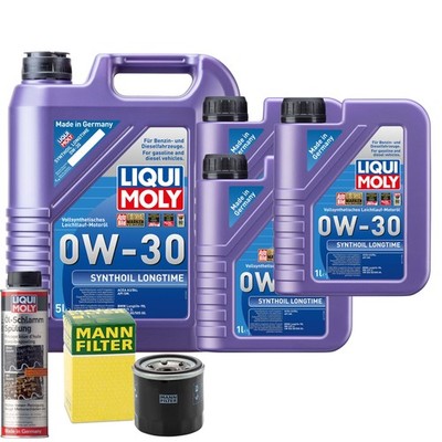 Motoröl 0W30 LIQUI MOLY Synthoil Longtime 8L +MANN Ölfilter +Ölschlammspülung