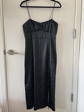 Zara Polka Dot Corsetry Inspired Midi Dress (Size: L)