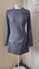 Shift Dress Grey Ruched Size XL Knee Length Smart Work Career