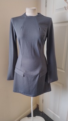 Shift Dress Grey Ruched Size XL Knee Length Smart Work Career