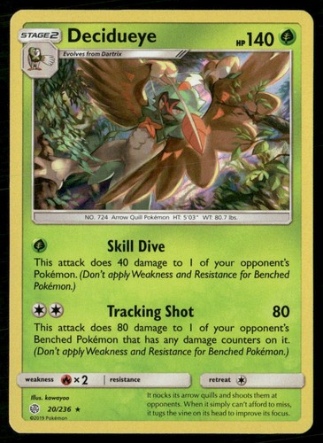 Decidueye 20/236 Holo Rare Cosmic Eclipse Pokemon Lightly Played