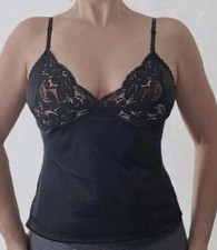 Vtg 80's Wonder Maid Black Nylon Lace Camisole Top Size 32 NEW