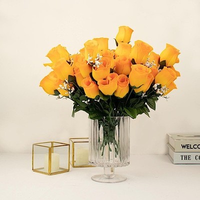 84 Orange SILK ROSE BUDS Wedding Party Flowers Bouquets Decorations on SALE