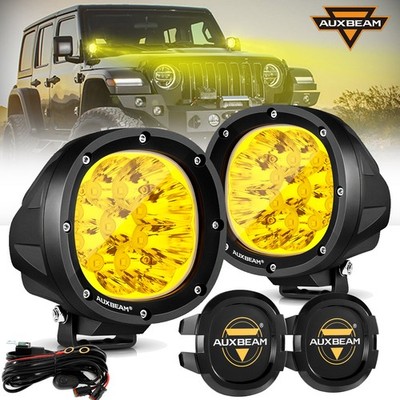 Auxbeam 4'' INCH LED Light Pods Spot Driving Fog Offroad + Black Cover For Jeep