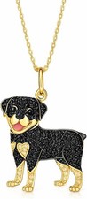 Dog Lovers' Necklace - Dog Breed Charm Pendant, Synthetic Black and White Zircon