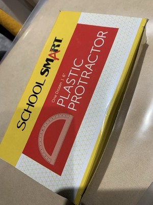 School Smart One Dozen 6'' Plastic Protractors, Brand New, 12 Pack