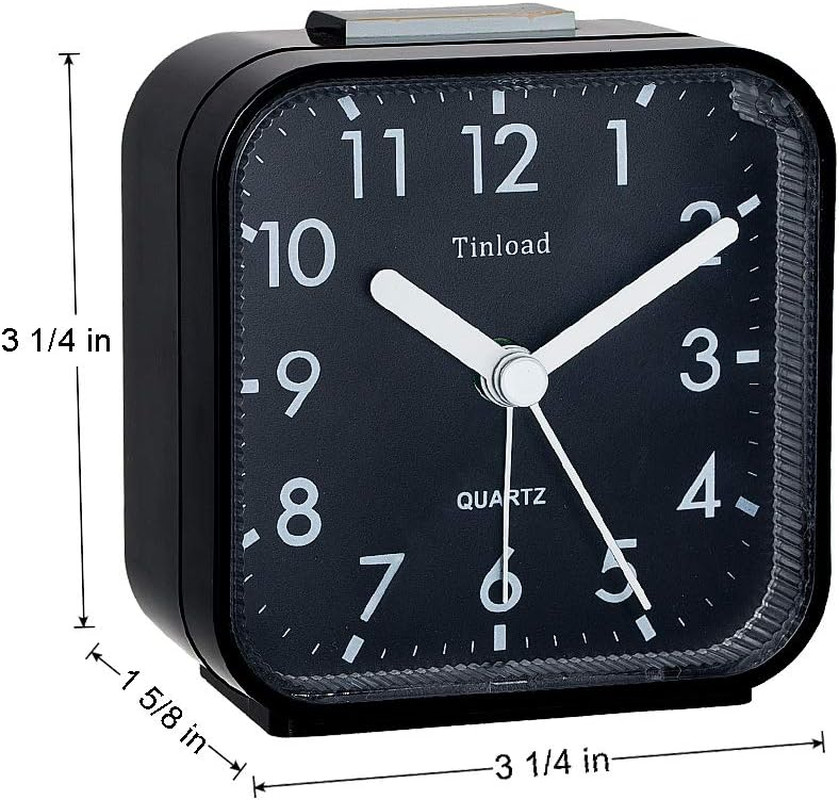 Silent Analog Travel Alarm Clock Battery Operated Snooze Light Gentle Wake