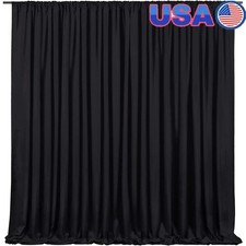 Black Polyester Backdrop Curtains 2 Panels 10ft x 10ft Photography Party Decor
