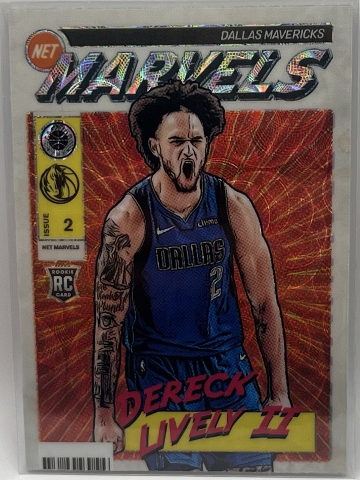 2023-24 Panini NBA Hoops Premium Stock Dereck Lively II Retro Net Marvels RC SSP