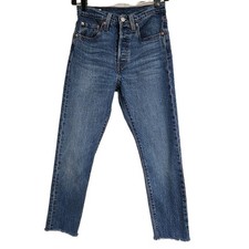 Levis 501 S Premium Jeans Big E Button Fly Blue Wash Cotton Women  s Size 24x24