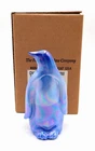 Rare Fenton Iridescent Blue Swirl Art Glass Penguin 4.5” tall QVC# C14956